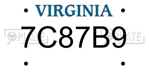 7C87B9 Virginia License Plate
