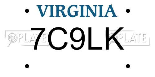 7C9LK Virginia License Plate