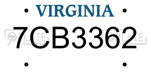 7CB3362 Virginia License Plate