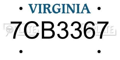 7CB3367 Virginia License Plate