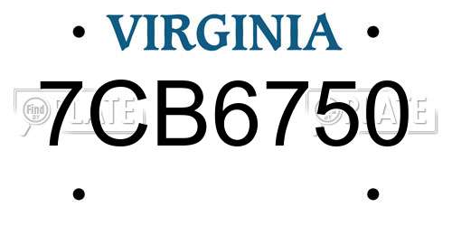 7CB6750 Virginia License Plate