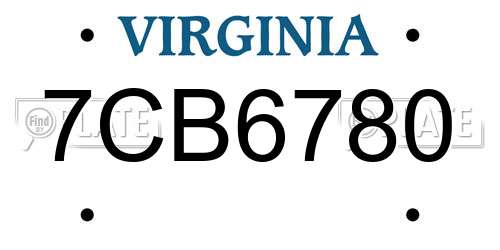 7CB6780 Virginia License Plate