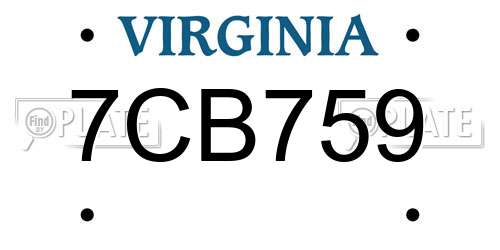 7CB759 Virginia License Plate