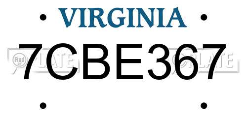 7CBE367 Virginia License Plate