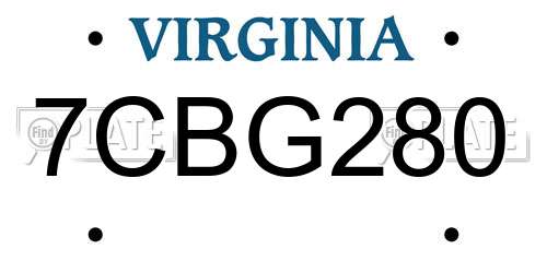 7CBG280 Virginia License Plate