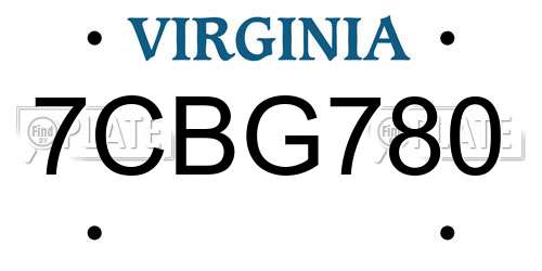 7CBG780 Virginia License Plate