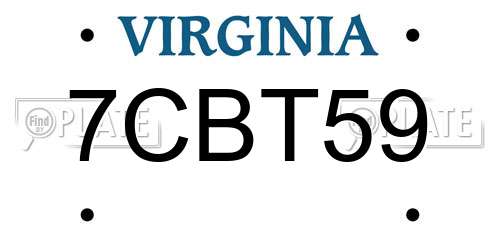 7CBT59 Virginia License Plate