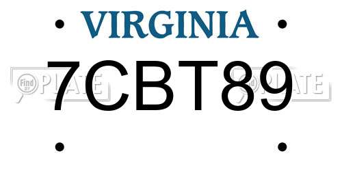 7CBT89 Virginia License Plate