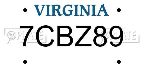 7CBZ89 Virginia License Plate