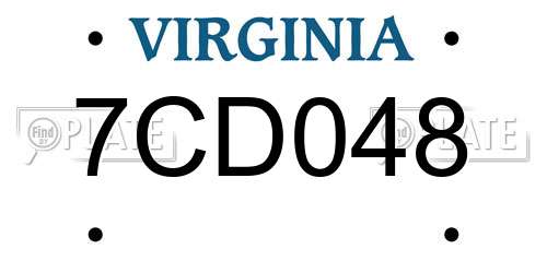 7CD048 Virginia License Plate