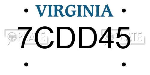 7CDD45 Virginia License Plate