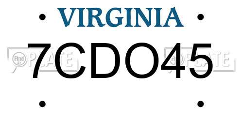 7CDO45 Virginia License Plate