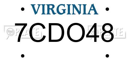 7CDO48 Virginia License Plate