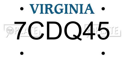 7CDQ45 Virginia License Plate