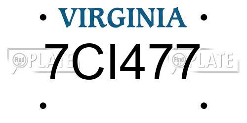 7CI477 Virginia License Plate