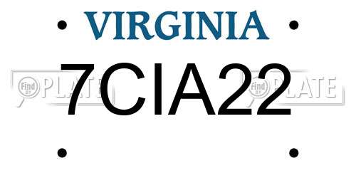 7CIA22 Virginia License Plate