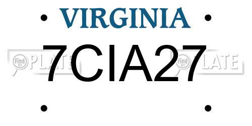 7CIA27 Virginia License Plate
