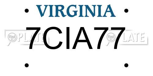 7CIA77 Virginia License Plate