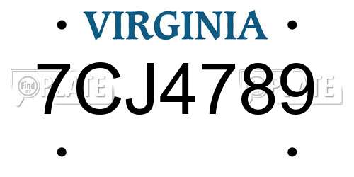 7CJ4789 Virginia License Plate