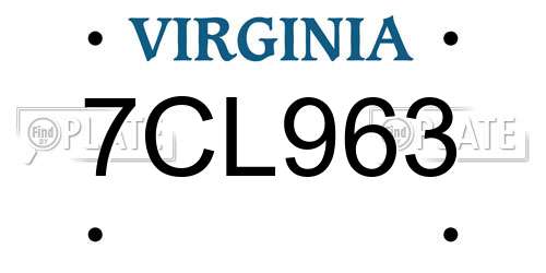 7CL963 Virginia License Plate
