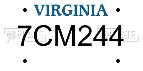 7CM244 Virginia License Plate