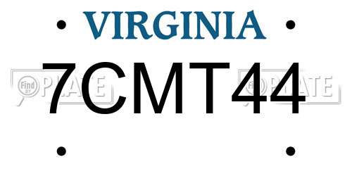 7CMT44 Virginia License Plate