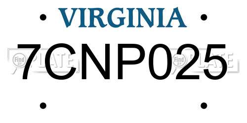 7CNP025 Virginia License Plate