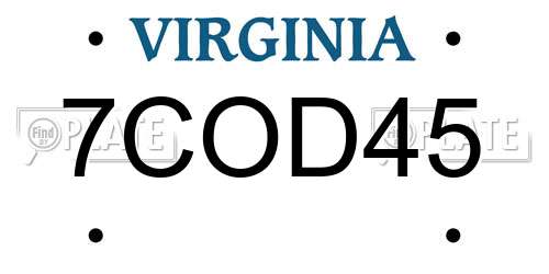7COD45 Virginia License Plate