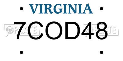 7COD48 Virginia License Plate