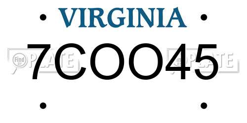 7COO45 Virginia License Plate