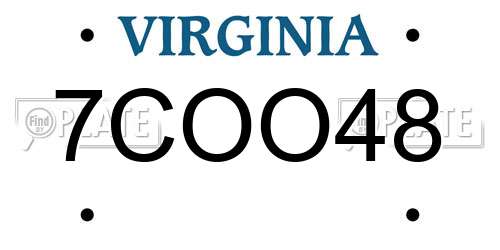 7COO48 Virginia License Plate