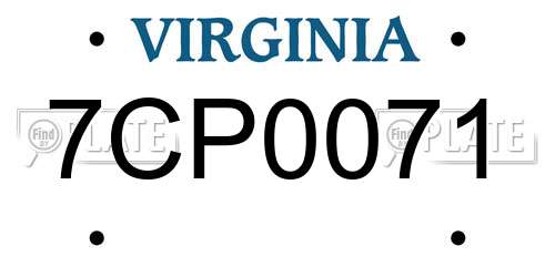 7CP0071 Virginia License Plate