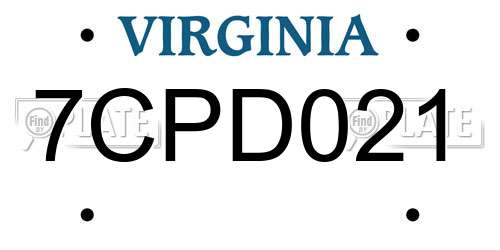 7CPD021 Virginia License Plate