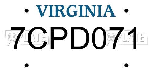 7CPD071 Virginia License Plate