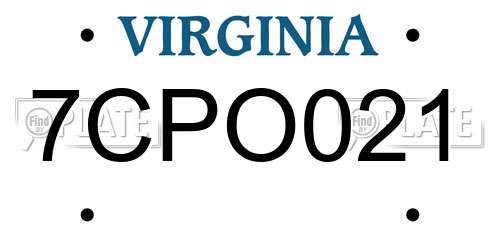 7CPO021 Virginia License Plate