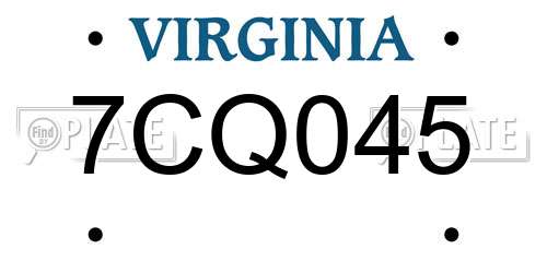 7CQ045 Virginia License Plate