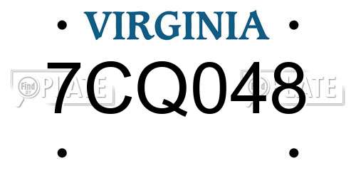 7CQ048 Virginia License Plate