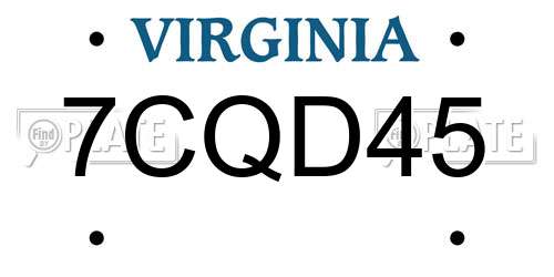 7CQD45 Virginia License Plate