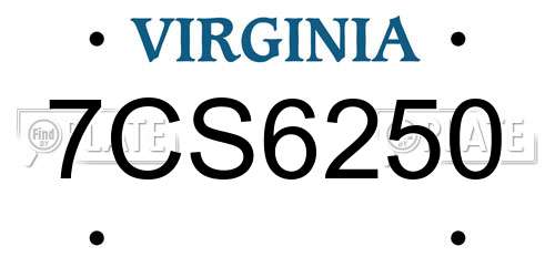 7CS6250 Virginia License Plate