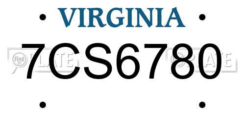 7CS6780 Virginia License Plate