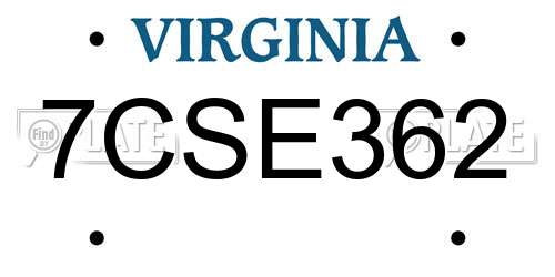 7CSE362 Virginia License Plate