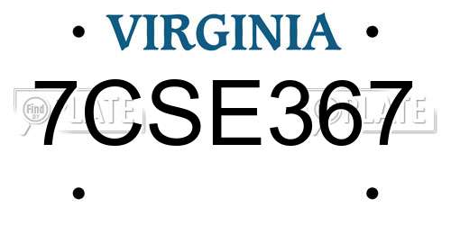 7CSE367 Virginia License Plate