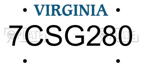 7CSG280 Virginia License Plate