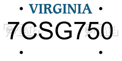 7CSG750 Virginia License Plate