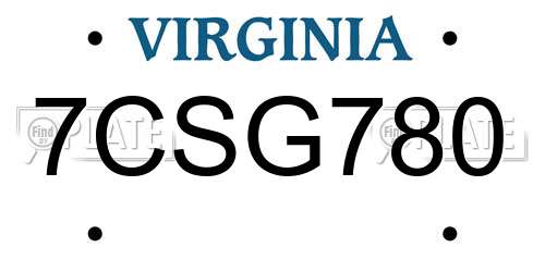 7CSG780 Virginia License Plate