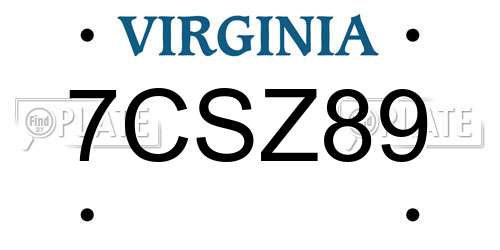 7CSZ89 Virginia License Plate