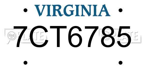 7CT6785 Virginia License Plate