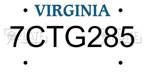 7CTG285 Virginia License Plate
