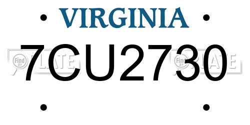 7CU2730 Virginia License Plate