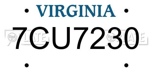 7CU7230 Virginia License Plate